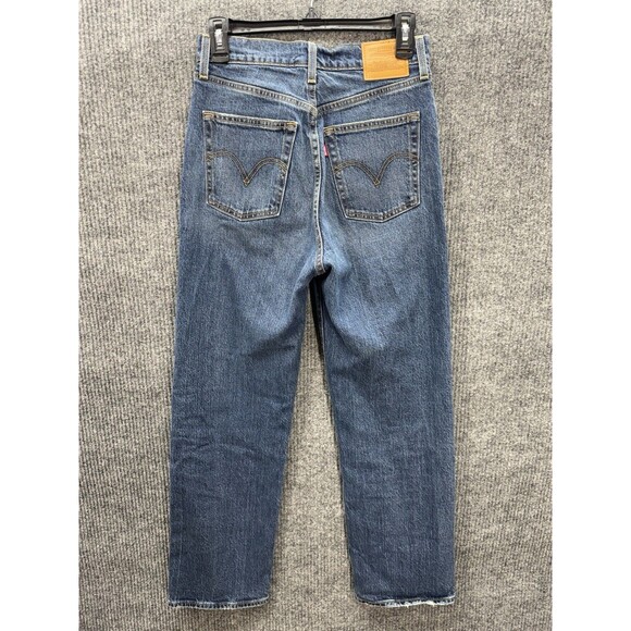 Levis Ribcage Straight Ankle Jeans Womens 27x29 Blue Button Fly High Rise Denim - Picture 3 of 12